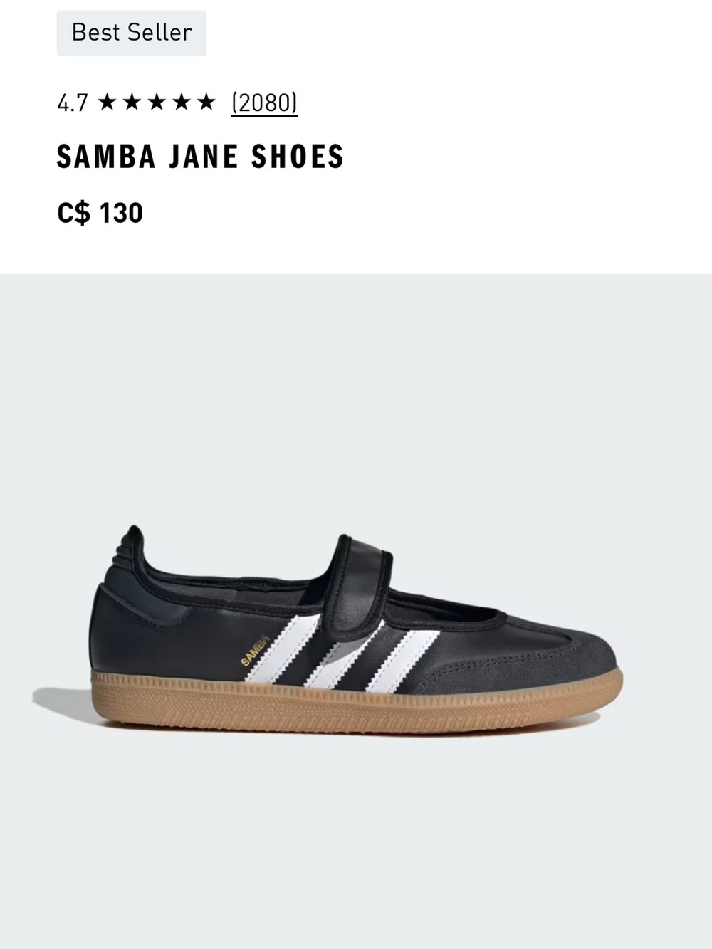 adidas Samba Jane Mary-Jane Sneakers in Black/White